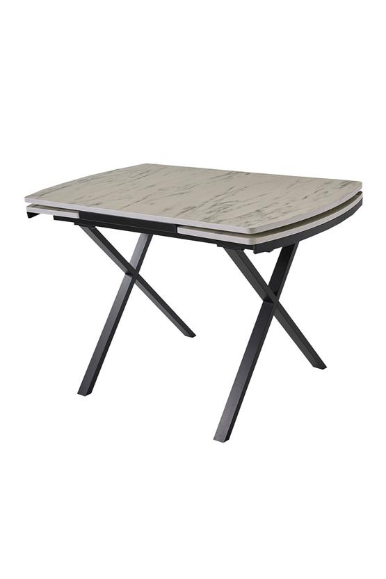 Eymense Cross 4 Sandalyeli Açılır Mutfak Masa Takımı Krem