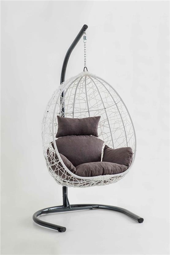 Eymense Deco Rattan Salıncak Beyaz Kahve Oturum