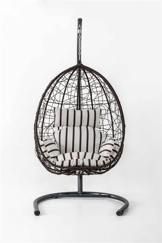 Eymense Deco Rattan Salıncak Kahve Zebra Kahve Oturum Zebra