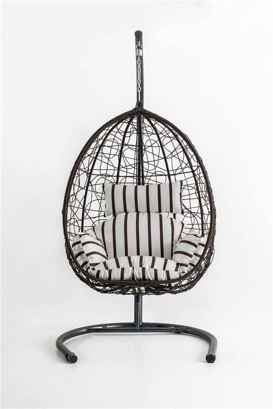 Eymense Deco Rattan Salıncak Kahve Zebra Kahve Oturum Zebra