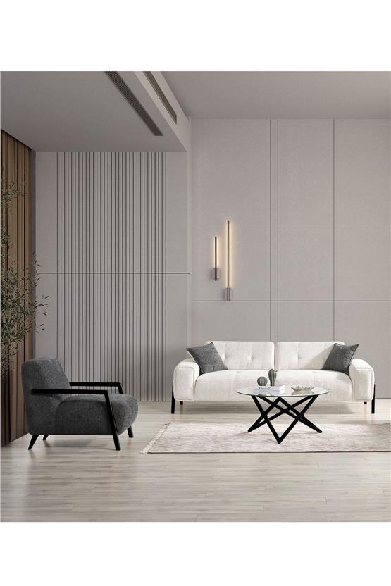 Eymense Dolex Kasalı Modern Sırt Mekanizmalı Koltuk Takımı 3 1 Krem Siyah