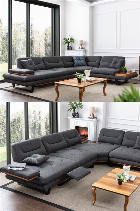 Eymense Efes Köşe Koltuk Takımı Ses Sistemli Antrasit