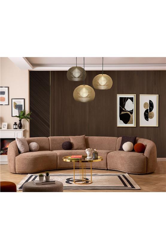 Eymense Elips Köşe Koltuk Takımı Kahve