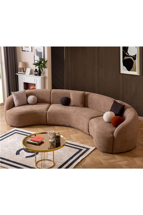 Eymense Elips Köşe Koltuk Takımı Kahve