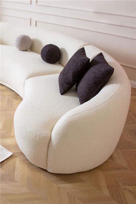 Eymense Elips Köşe Koltuk Takımı Krem