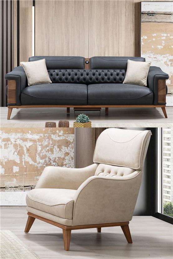 Eymense Gözde Sehpalı Usb Modüllü Yataklı Koltuk Takımı Antrasit