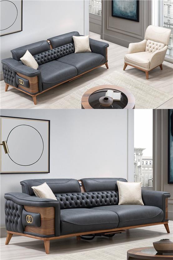 Eymense Gözde Sehpalı Usb Modüllü Yataklı Koltuk Takımı Antrasit