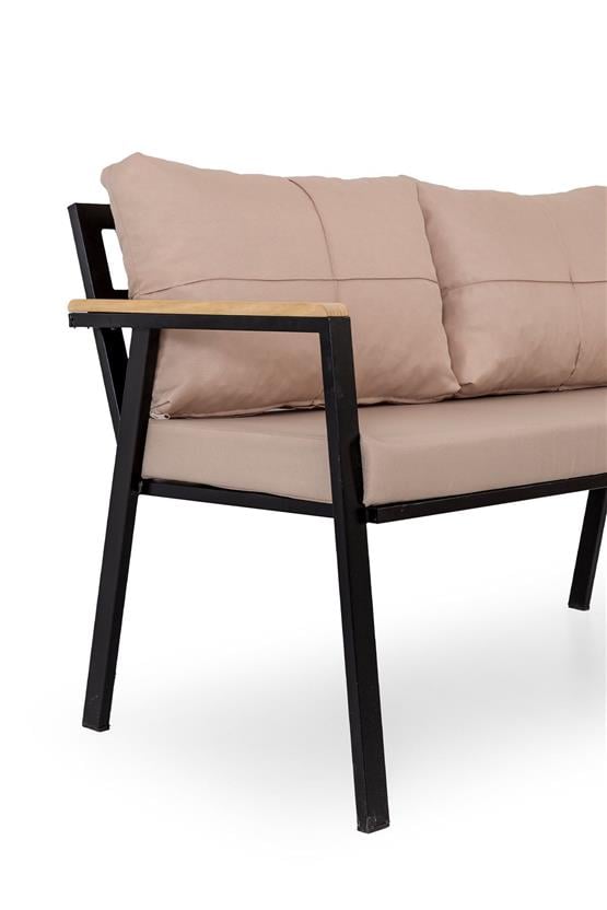 Eymense Hanak Metal Bahçe Oturma Grubu Kahve 2+1+1+Sehpa Kahve