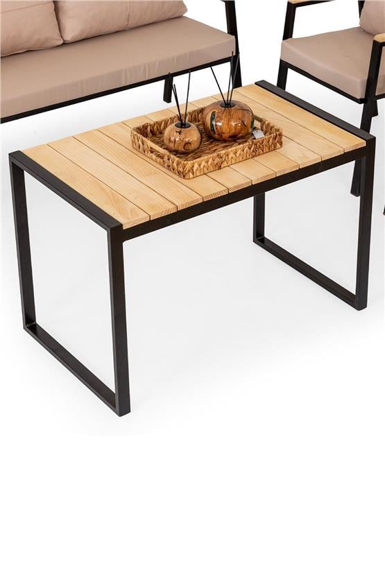 Eymense Hanak Metal Bahçe Oturma Grubu Kahve 2+1+1+Sehpa Kahve