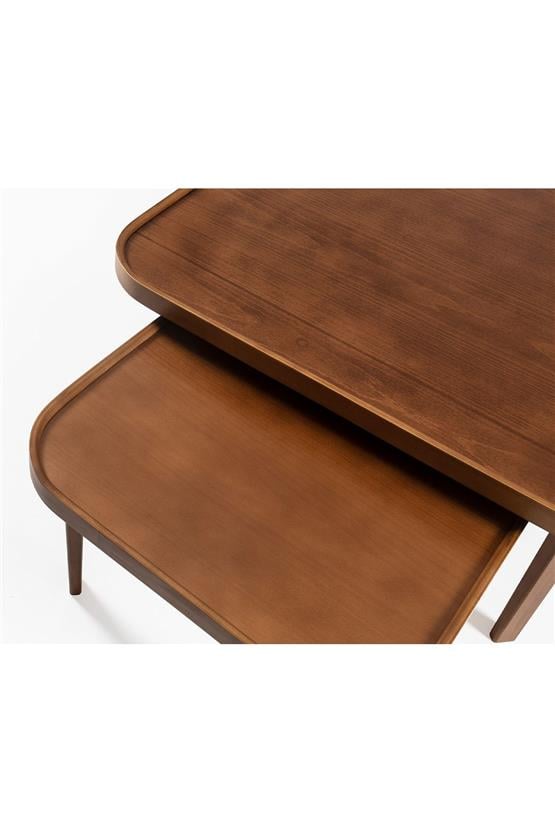 Eymense Hera Ceviz Yan Sehpalı İkili Orta Sehpa Ceviz