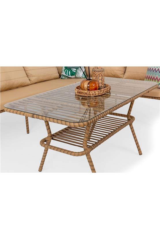 Eymense Hilda Alüminyum Bahçe Grubu Köşe Takımı Sütlü Kahve