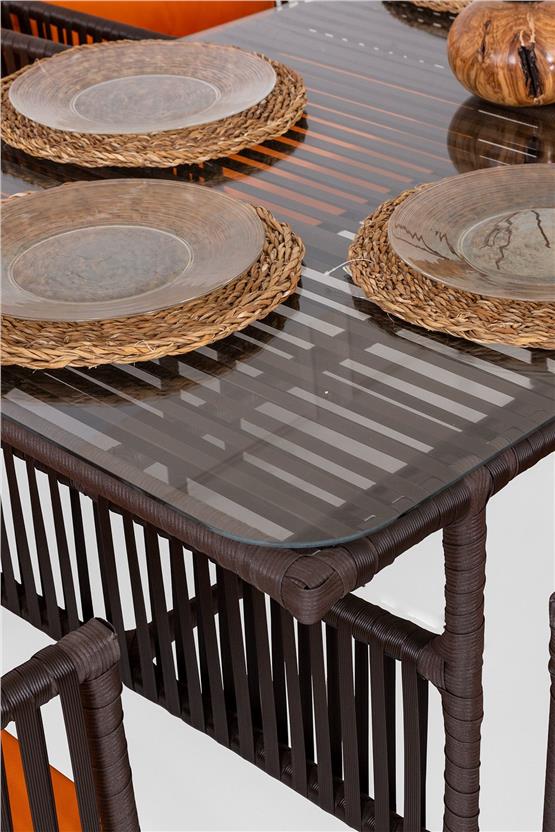 Eymense Hilda Alüminyum Bahçe Yemek Takımı Turuncu 6 Kişilik Turuncu