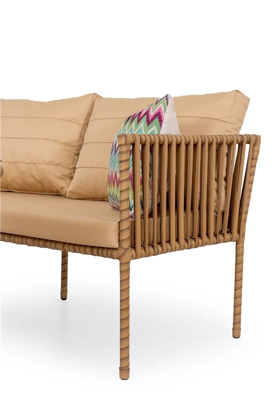 Eymense Hilda Metal Bahçe Grubu Köşe Takımı Sütlü Kahve