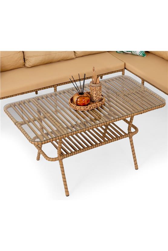 Eymense Hilda Metal Bahçe Grubu Köşe Takımı Sütlü Kahve