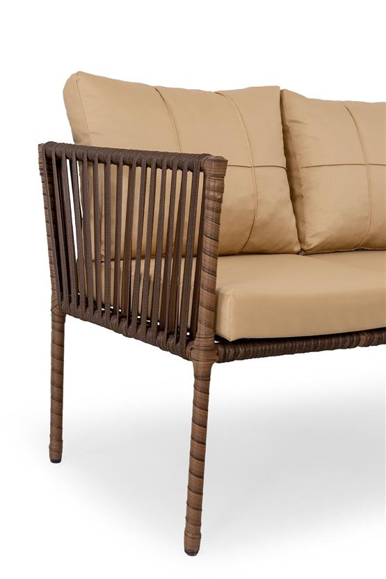 Eymense Hilda Metal Bahçe Oturma Grubu Kahve 2+1+1+Sehpa