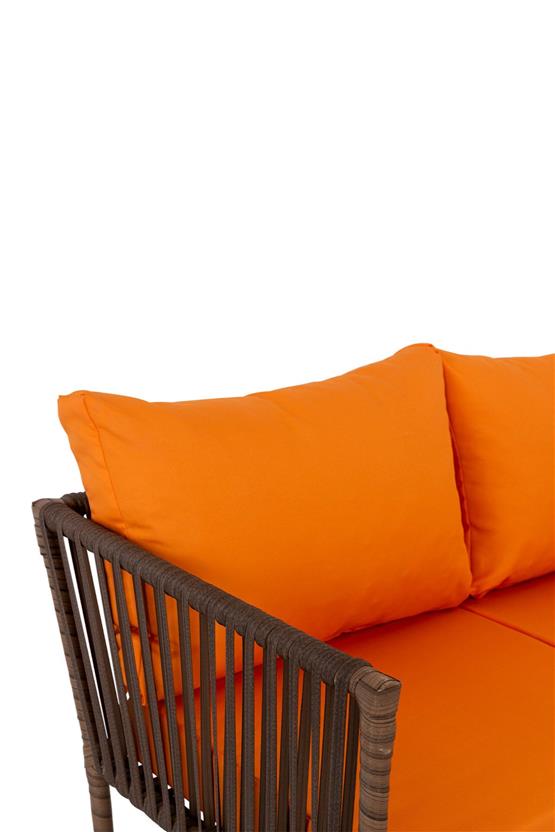 Eymense Hilda Metal Bahçe Oturma Grubu Turuncu 2+1+1+Sehpa Turuncu