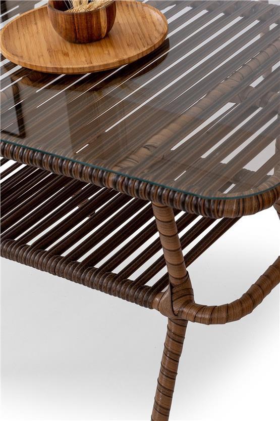 Eymense Hilda Metal Bahçe Oturma Grubu Turuncu 2+1+1+Sehpa Turuncu