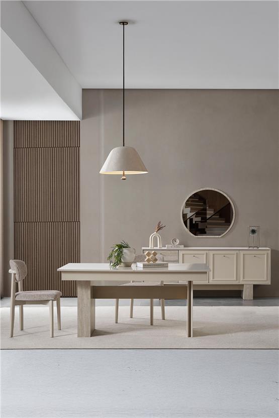 Eymense Hitit 4 Sandalyeli Yemek Odası Takımı Krem