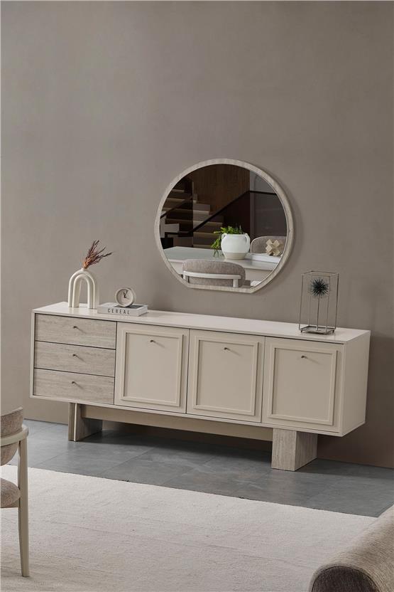 Eymense Hitit 4 Sandalyeli Yemek Odası Takımı Krem