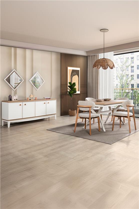 Eymense İpek 6 Sandalyeli Yemek Odası Takımı Krem