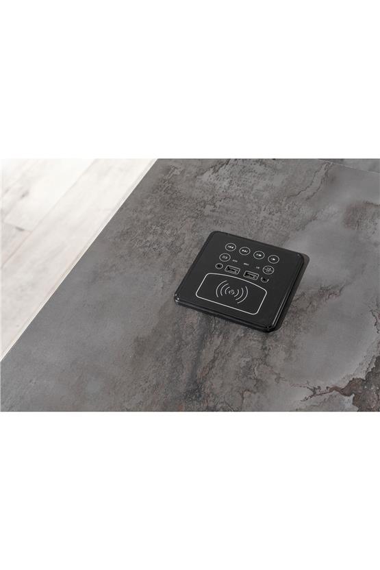 Eymense İroni Alfa Ses Sistemli Kablosuz Şarjlı Ofis Çalışma Masası Antrasit