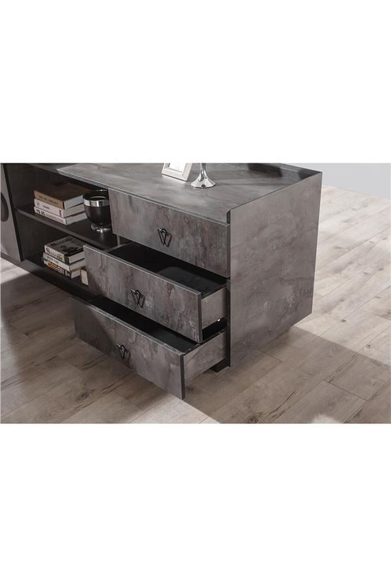 Eymense İroni Alfa Ses Sistemli Kablosuz Şarjlı Ofis Çalışma Masası Antrasit