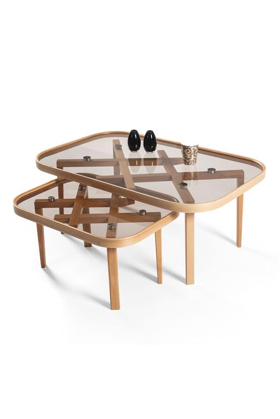 Eymense Jasmin Meşe Yan Sehpalı İkili Orta Sehpa Meşe