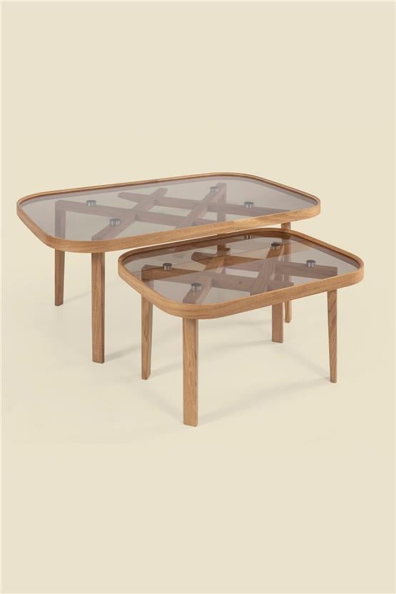 Eymense Jasmin Meşe Yan Sehpalı İkili Orta Sehpa Meşe