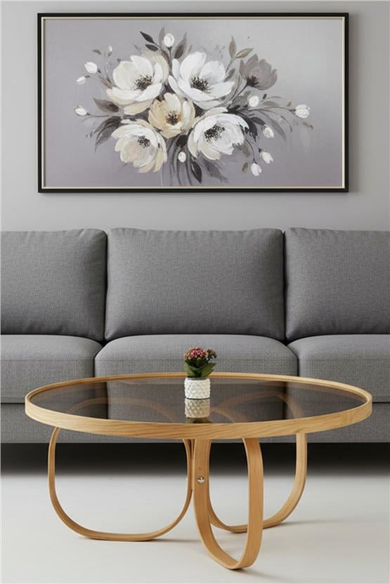 Eymense Jüpiter Camlı Orta Sehpa Ceviz