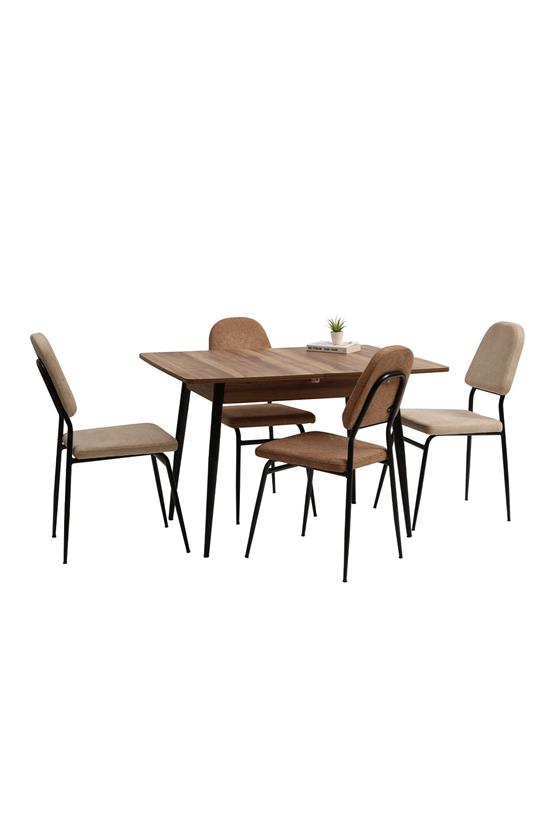 Eymense Kemençe 4 Sandalyeli Mutfak Masa Takımı Renkli