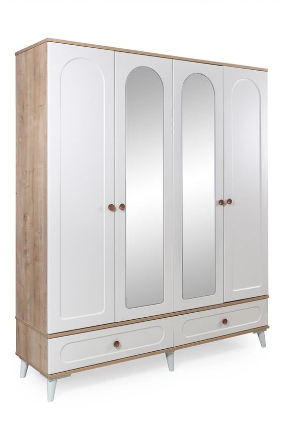 Eymense Kemer 4 Kapaklı Gardırop Dolap Krem