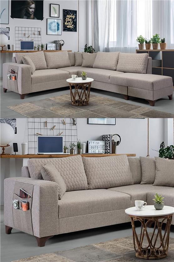 Eymense Krem Loft Köşe Koltuk Takımı Krem