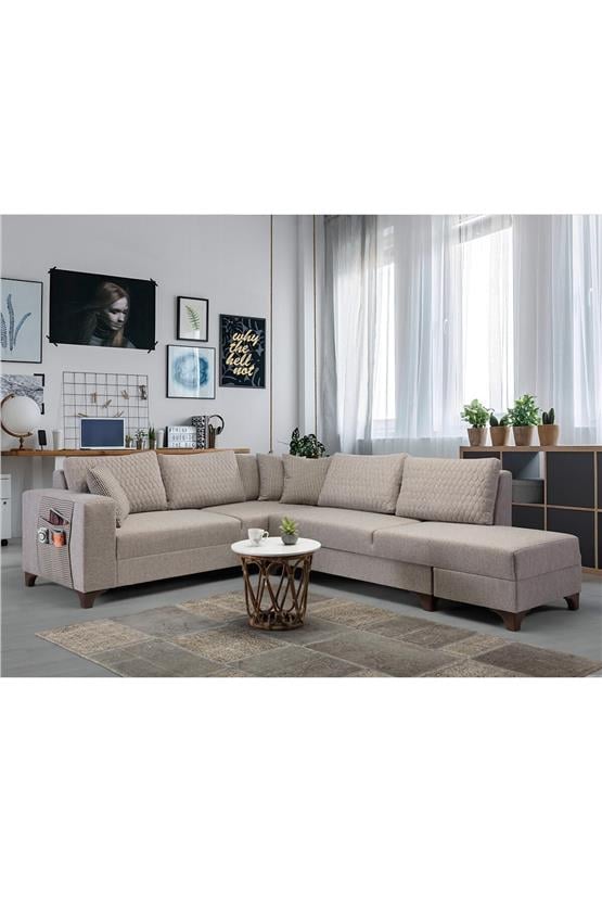Eymense Krem Loft Köşe Koltuk Takımı Krem