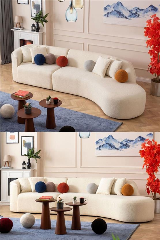 Eymense Kuğu Köşe Koltuk Krem