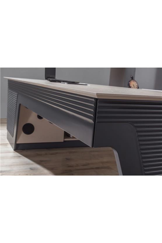 Eymense Kumsal Alfa Ses Sistemli Kablosuz Şarjlı Ofis Çalışma Masası Krem