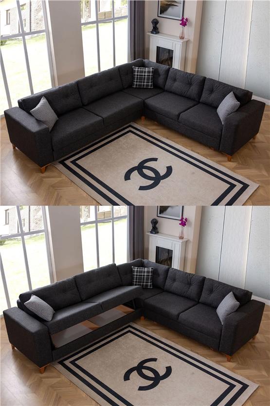 Eymense Kumsal Yataklı Sandıklı Çekyat Köşe Koltuk Takımı