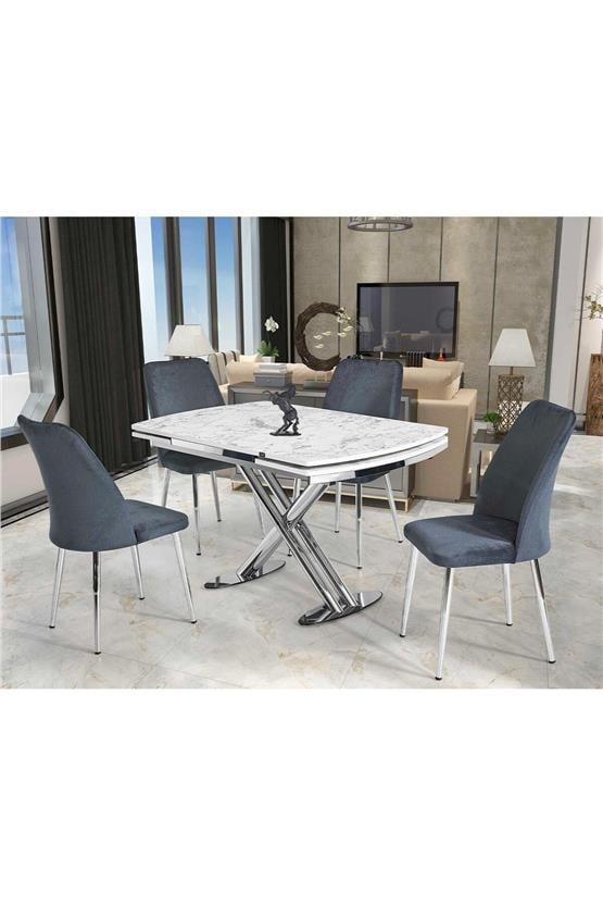 Eymense Kurşunlu 4 Sandalyeli Mutfak Masa Takımı