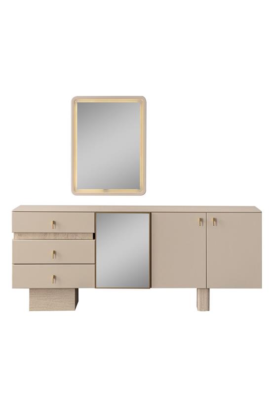 Eymense Kyoto Aynalı Yemek Odası Konsolu Krem