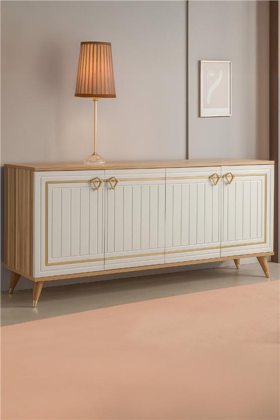 Eymense Lidya 4 Kapaklı Altın Detaylı Yemek Odası Konsol