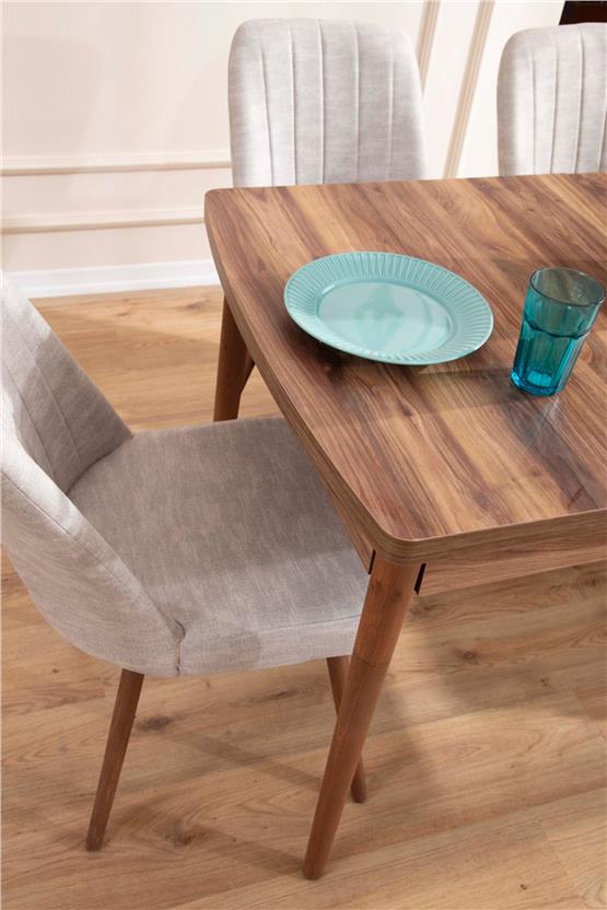 Eymense Lidyana 4 Sandalyeli Mutfak Masa Takımı Krem