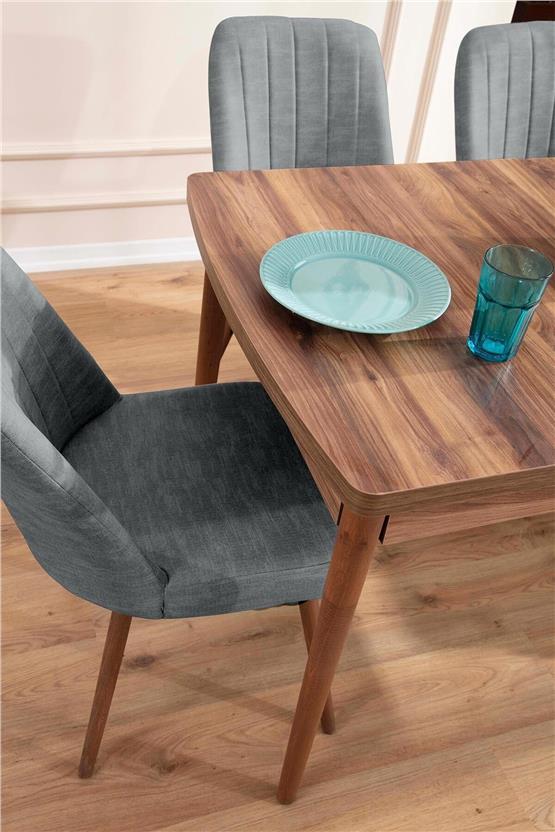 Eymense Lidyana 6 Sandalyeli Mutfak Masa Takımı Gri