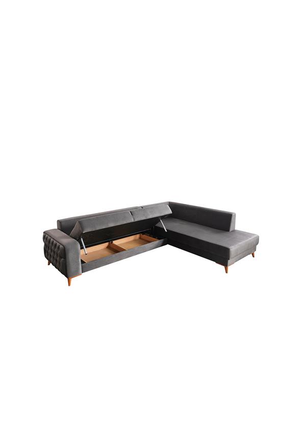 Eymense Lina Çekyatlı Yataklı Dinlenme Köşe Koltuk Antrasit