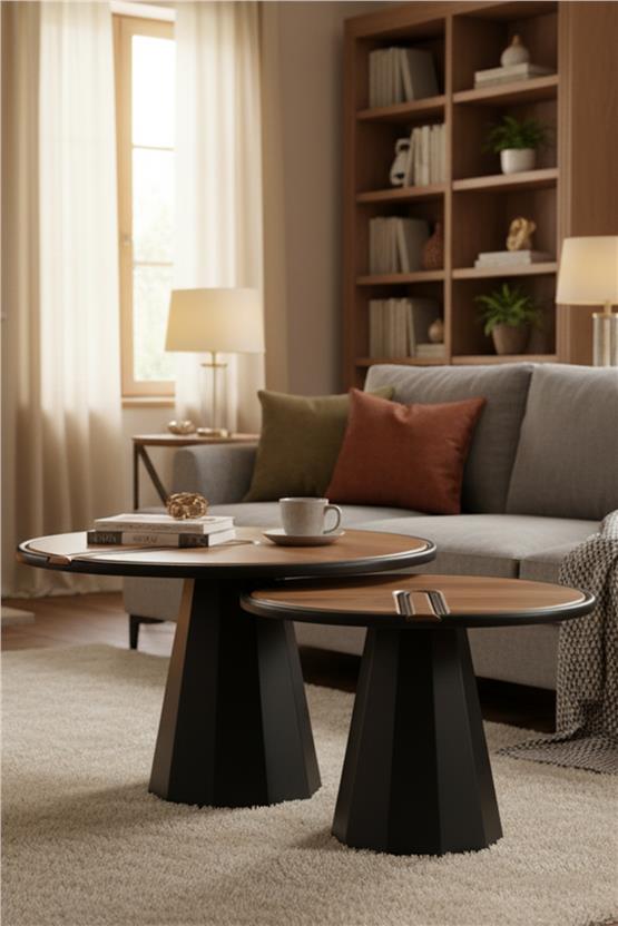 Eymense Lina İkili Orta Sehpa Seti Ceviz