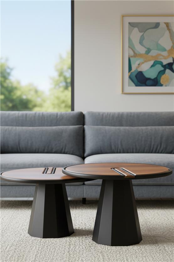 Eymense Lina İkili Orta Sehpa Seti Ceviz