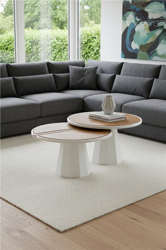 Eymense Lina İkili Orta Sehpa Seti Meşe