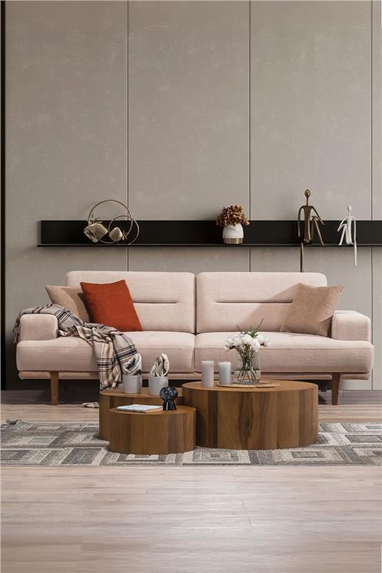 Eymense Linda Modern Koltuk Takımı 3+1 Krem