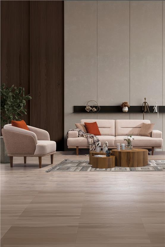 Eymense Linda Modern Koltuk Takımı 3+1 Krem