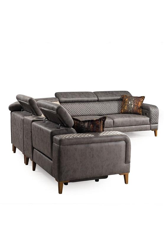 Eymense Lord Ses Sistemli Yataklı Mekanizmalı Köşe Koltuk Takımı Kahve