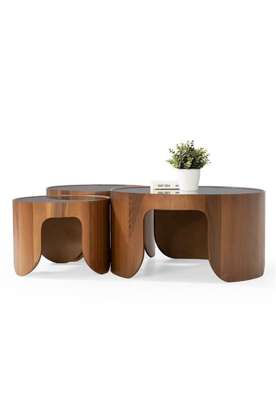 Eymense Lotte 3lü Orta Sehpa Seti Ceviz