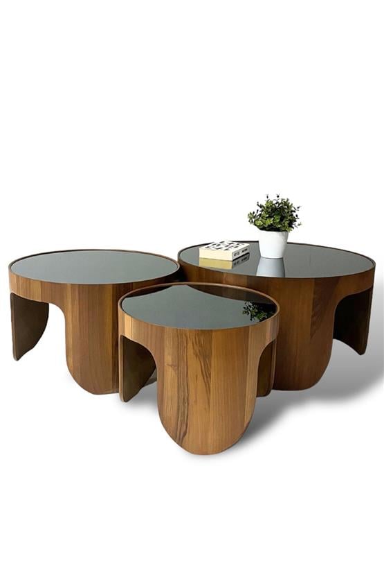 Eymense Lotte 3lü Orta Sehpa Seti Ceviz